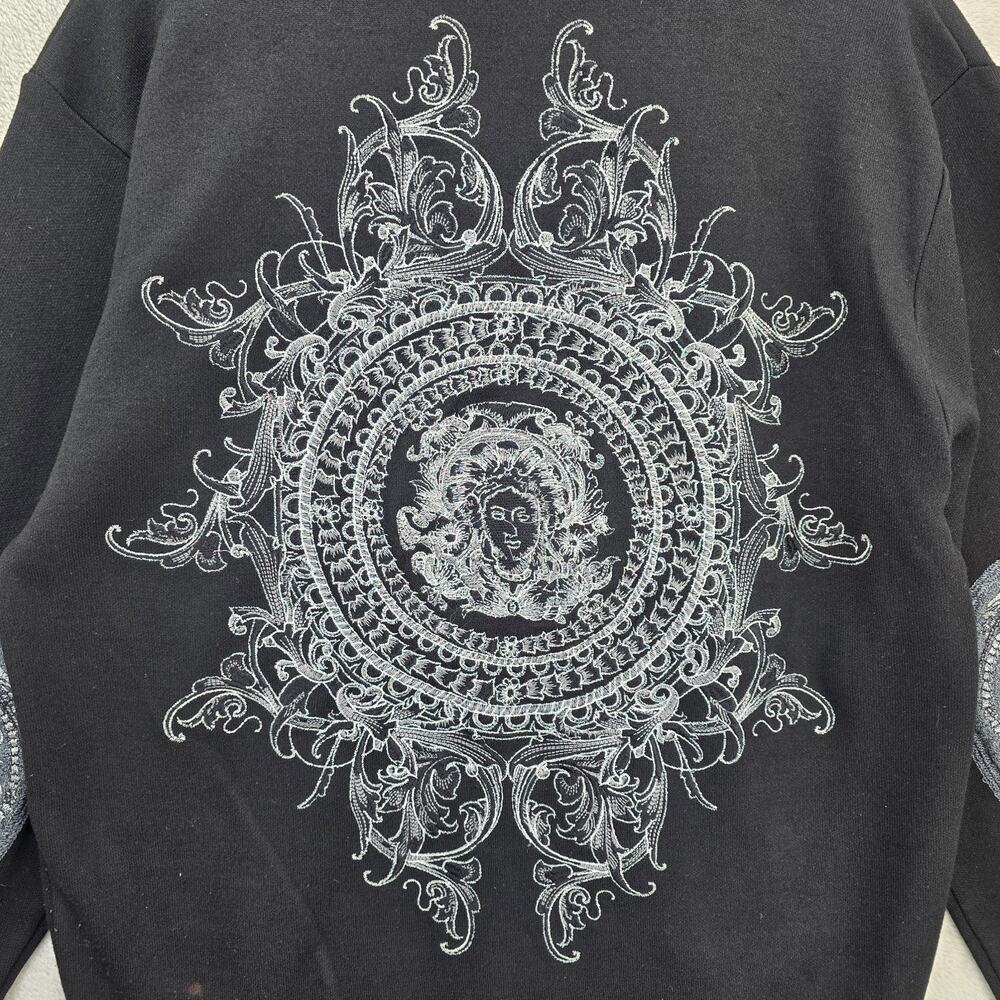 Vintage Royal Prestige Full Zip Jacket Large Black Embroidered Medusa Greek Key - Picture 13 of 16